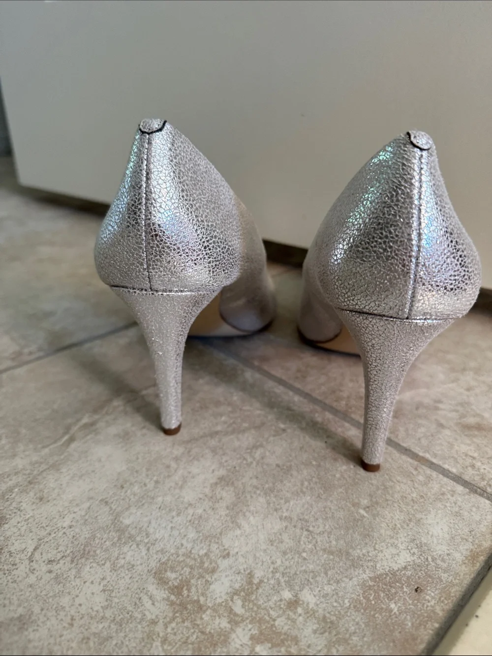 J. Crew Factory Silver Pointed-Toe Stiletto Pumps